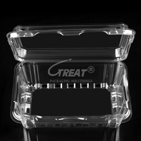 Wegwerp Food Grade Clamshell Scharnierende Container Aardbei Fruit Box Duurzame Afhaalmaaltijden Verpakking In De Uitverkoop