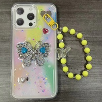 Coque de téléphone fantaisie en TPU avec chaîne pour iPhone 18 17 16 15 14 13 et Infinix Hot60I Hot50I Hot40I, motif papillon, brillante et féminine