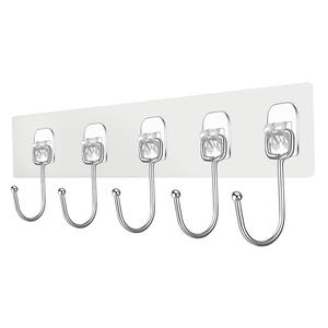 Waterproof Strong Loading Self-Adhesive <b>Kitchen</b> Wall <b>Hook</b> Storage Key Holder Coat Towel Hanger <b>Hooks</b> Bathroom with 6 Holders - Product Image 1