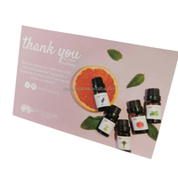 Carte de remerciement OEM en papier mat recyclable, fond rose personnalisé, texte scripté, pour petite boutique, carte d'insertion de remerciement client