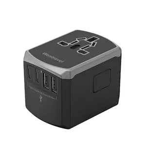 Wontravel Adaptor perjalanan, pengisi daya Multi dinding 1840W steker AC colokan perjalanan Universal colokan konversi Usb internasional Adaptor perjalanan