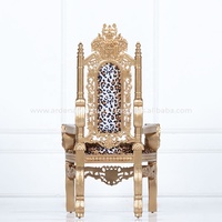 Chaise Trône Enfant Haut de Gamme Traditionnelle Française Capitonnée en Bois Massif Antique pour Hôtel, Mariage, Appartement, Villa, Salon