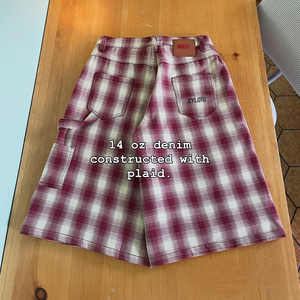 Custom High Quality Constructed With Plaid Design 14 Oz Denim Pant <b>3</b>/<b>4</b> <b>Shorts</b> Oversized Heavyweight Jeans Denim <b>Shorts</b> For <b>Men</b> - Product Image 2