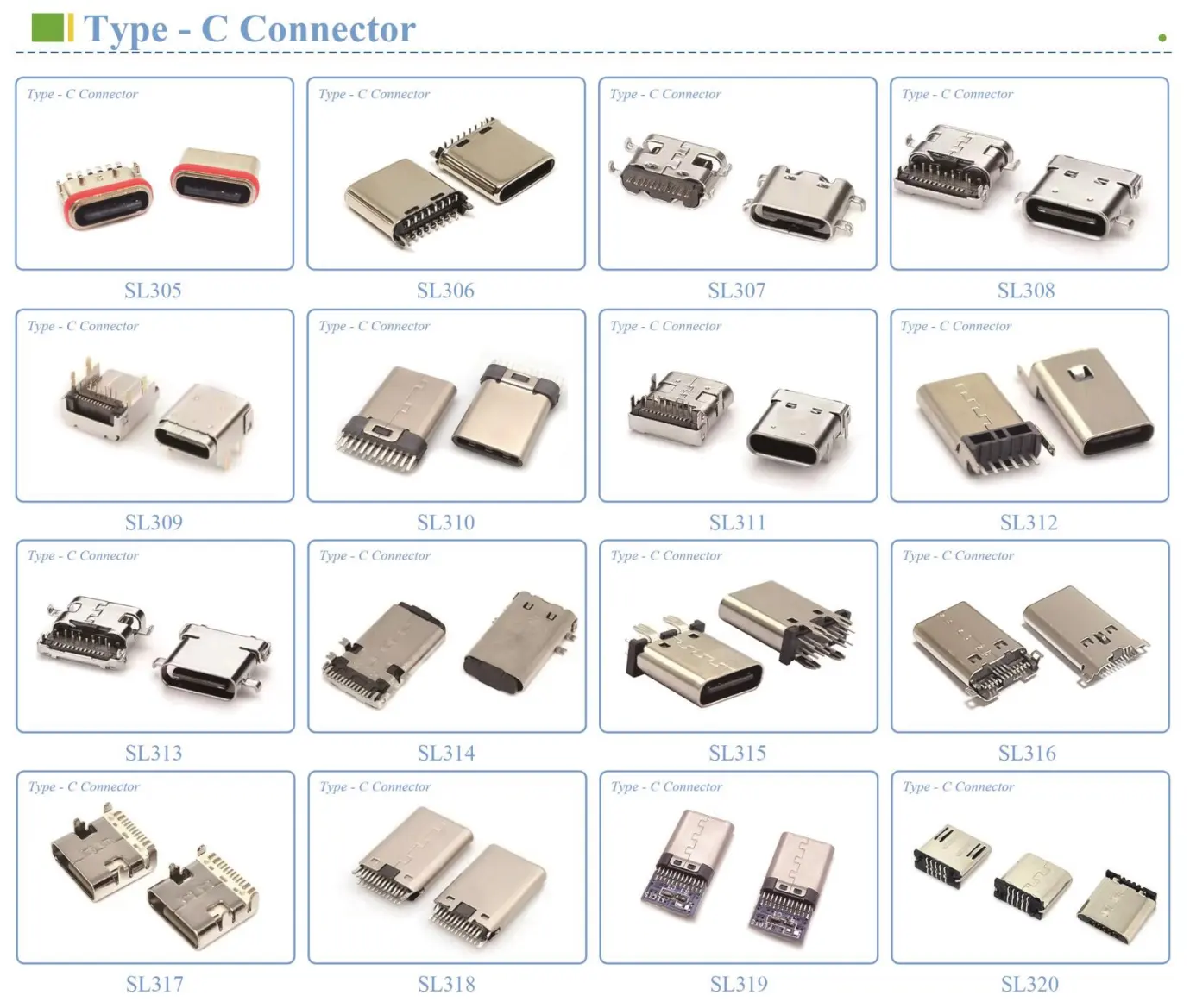 Soulin Usb Type-C Connector 24 Pin Type Male Female Electrical Connector Cable Fast Charging Socket