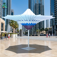 Parasol d'extérieur ANCSEM, style minimaliste moderne, en polyester léger, avec mât en aluminium et base en marbre, pour jardin, piscine, villa, hôtel