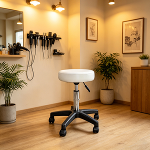 เก้าอี้ร้านเสริมสวยโครงโลหะหุ้มหนังสังเคราะห์ ปรับระดับความสูงได้ สำหรับร้านตัดผม - Product Image 1