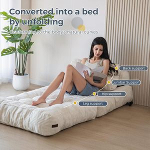 MAXYOYO Single Beige Folding Sofa Bed Convertible Sleeper Chair Pillow <strong>Foldable</strong> <strong>Mattress</strong> Back Support Portable Chair Living Room - Product Image 5