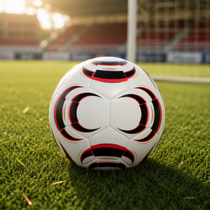 Balón de Fútbol Unisex para Adultos, Material de Poliuretano, Blanco/Negro/Rojo Luminoso, Talla 5 - Product Image 4