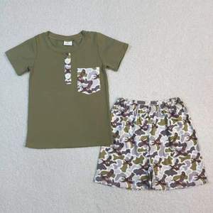 เสื้อยืดแขนสั้นผ้าฝ้ายพิมพ์ลายพรางสำหรับเด็กผู้ชายวัยหัดเดินพร้อมกระเป๋าและกางเกงขาสั้นชุดลำลองชุดฤดูร้อน - Product Image 2