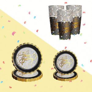 Nouvelle Assiette en Carton Jetable Épaissie à Estampage à Chaud, Style Européen et Américain, pour Fête d'Anniversaire, Utilisation Gauche, Support Poignet Homme, Gobelet à Gâteau - Product Image 4