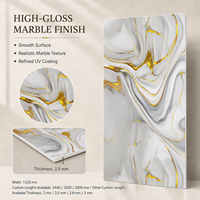 Dalle de marbre artificiel MORLENX Flowing White Gold en PVC avec revêtement UV pour décors de réception, décoration d'appartements et fournitures commerciales
