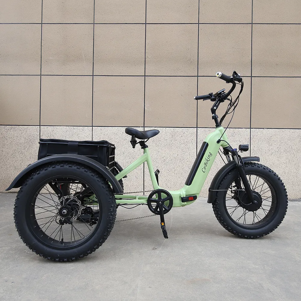 Bicicleta de carga plegable para adultos, triciclo eléctrico de 3 ruedas con carro, 48v, 500w