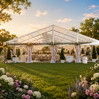 Tente de réception transparente pour mariage avec couverture en PVC transparent, structure en aluminium pour utilisation en intérieur, capacité de 1000 personnes