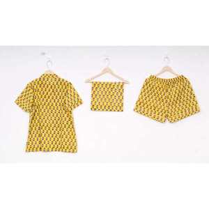 Conjunto de Pijama Corto Informal de Algodón Satinado Estampado a Mano, Transpirable, Estilo Bohemio Indio, para Otoño, Vacaciones y Uso Diario - Product Image 3