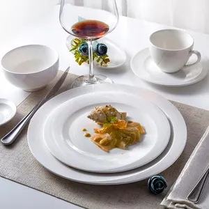 Chaozhou Unique Fine China Strip Rim White Porcelain Hotel Restaurant Dinning Ware Set Dinnerware Tableware Set