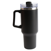 Gobelet isotherme 40oz à revêtement poudré, grande capacité, avec poignée personnalisée et paille, compatible porte-gobelet de voiture, pour bureau et salle de sport