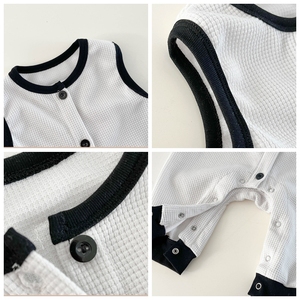 Nuevo bebé primavera otoño Color sólido niños y mono informal completo niñas niños sin mangas - Product Image 2