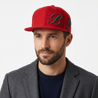 Casquette Snapback Rouge à 6 Panneaux avec Lettre B Brodé en 3D Vert sur le Panneau Avant, Unisexe, en Toile 100% Coton, pour Adultes, Toutes Saisons, Fabriquée en Chine