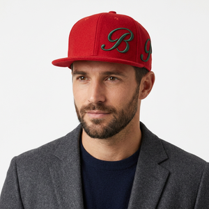 Casquette snapback rouge à 6 panneaux avec lettre B et P brodée verte sur le panneau avant, unisexe, style décontracté - Product Image 2