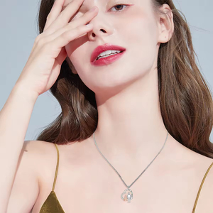 เครื่องประดับที่ดี925เงินสเตอร์ลิงเพทายและสร้อยคอจี้รูปหัวใจพ่อและลูกสาว - Product Image 5