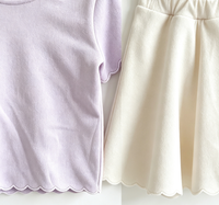 Nouvel Arrivage Ensemble 2 Pièces Fille avec Bordure Festonnée 1-9 Ans T-shirt Manches Courtes et Mini-jupe Évasée Assortie Décontracté Logo Personnalisé