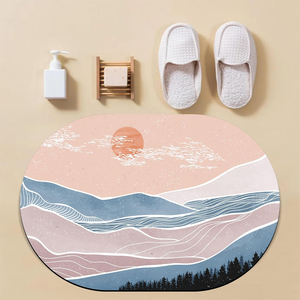 Absorbant séchage rapide abstrait minimaliste tapis <span class=keywords><strong>de</strong></span> salle <span class=keywords><strong>de</strong></span> <span class=keywords><strong>bain</strong></span> tapis montagne et <span class=keywords><strong>soleil</strong></span> ovale <span class=keywords><strong>bain</strong></span> paillasson - Product Image 5
