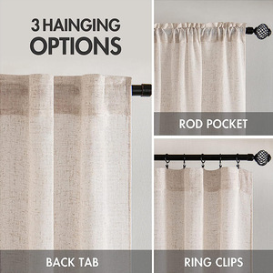 Voilages rustiques texturés en lin DaiRui <span class=keywords><strong>pour</strong></span> chambre à coucher, avec passe-tringle, en voile flammé filtrant la lumière - Product Image 3