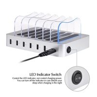 Station d'accueil USB universelle à 6 ports avec charge rapide QC3.0 pour ordinateur portable et montre connectée - Station de charge électronique portable 60W