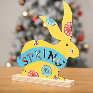 Figura de Conejo de Pascua, Decoración de Madera con Forma de Conejo, Decoración Interior para el Hogar, Regalo QW-222 - Product Image 3