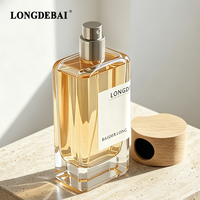 Flacon de parfum vide en verre carré de qualité supérieure, personnalisable, 30 ml, 50 ml, 100 ml, avec couvercle en bois en forme de lune, vente en gros