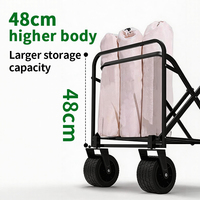 Chariot pliable compact industriel professionnel noir avec une zone de chargement de 48 cm de profondeur pour le shopping, le stockage et les outils, personnalisable OEM