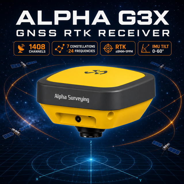 Alpha G3X 1048 Channels RTK GNSS Receiver IP67 Waterproof WiFi/Bluetooth High Accuracy -30C~70C Multi-Constellation L5 Land