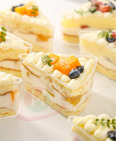Mini-coupes à dessert triangulaires en plastique transparent de haute qualité pour gâteaux, mousses, puddings et tiramisus – Boîtes à gâteaux individuelles