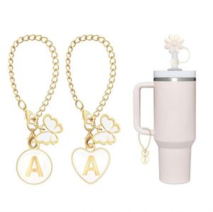Breloque personnalisée pour gobelet ou bouteille d'eau, avec initiale, nom ou lettre d'identification, accessoire de décoration pour tasse - Product Image 1