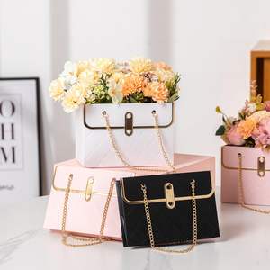 Bolsa de flores, caja de ramo de boda con asa de cadena de Metal, bolsa de floristería, cesta envolvente <span class=keywords><strong>para</strong></span> flores, caja de fiesta de boda - Product Image 4