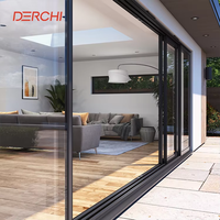 Porte coulissante en aluminium à grande vue, du sol au plafond, en verre double vitrage, insonorisée, à économie d'énergie, pour patio extérieur