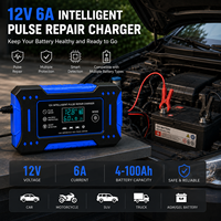 Chargeur de batterie de voiture 12V 6A direct fabricant, multi-prises, personnalisable OEM ODM, adaptateur de chargeur de batterie intelligent à réparation par impulsions