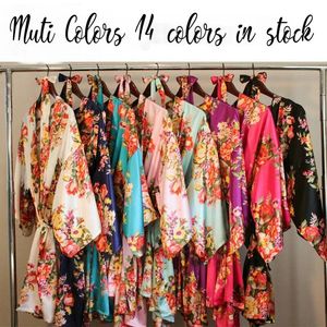 Kimono Ropa de dormir Tallas grandes Vestido de <span class=keywords><strong>noche</strong></span> Estampado floral Batas de satén de seda Camisón de mujer Vestido de Albornoz de <span class=keywords><strong>una</strong></span> pieza - Product Image 3