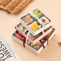 Boîte d'emballage cadeau carrée en plastique PET de 14 cm, épaisseur 1 mm, pour sushis, fruits, gâteaux, desserts, quatre compartiments, YASHENG