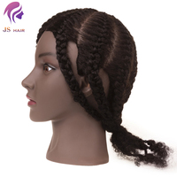 Mannequin de pratique de cheveux humains bouclés Mannequin de tête de pratique de cheveux humains Poupées avec cheveux humains Fille noire Cheveux longs