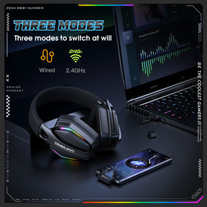 Auriculares Inalámbricos para Juegos <span class=keywords><strong>ONIKUMA</strong></span> GT826 2.4GHz RGB BT, Cómodos Auriculares Supraaurales con Micrófono para PC y PS5 - Product Image 6