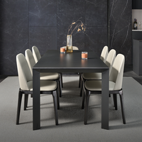 Table de salle à manger carrée simple en pierre frittée marbre verre cuir Top 6Ft Interactive Restaurant Pieds en aluminium massif