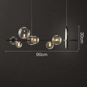 L35.5 in modernen runden Glaskugeln Kronleuchter Industrial Vintage Black Iron Esszimmer Pendel leuchte Nordic Handmade Long Light - Product Image 3