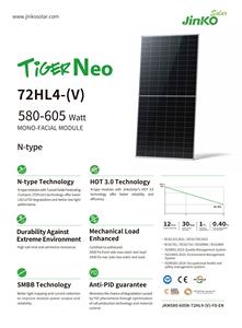 Paneles Solares Monocristalinos Jinko Serie Tiger Neo con Tecnología N-type TOPCon, JKMxxx-72HL4-V, 580-605 Vatios, 580W 585W 590W 600W - Product Image 2