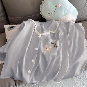 Ve Áo Đồ Ngủ Của Phụ Nữ Mùa Xuân Giản Dị Cao Cấp Dễ Thương Gấu Dài Tay Loungewear Phù Hợp Với Có Thể Được Mặc Bên Ngoài Bán Buôn - Product Image 3