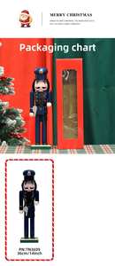 Soldado de Cascanueces de madera grande con purpurina creativa navideña para decoración navideña - Product Image 3