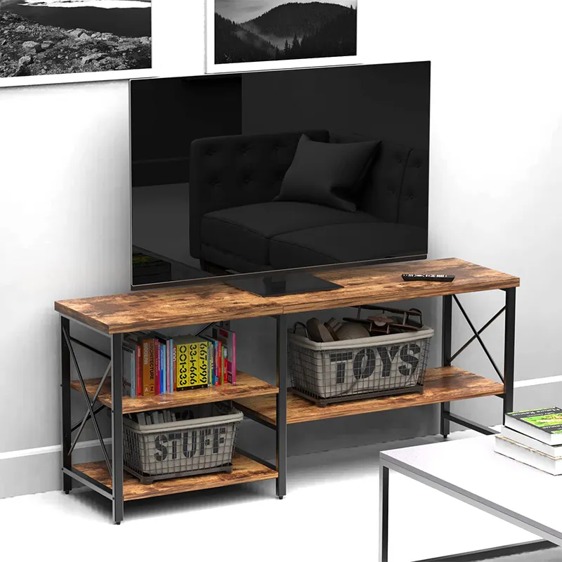 Moderna struttura metallica regolabile in legno TV stand mobile soggiorno mobili