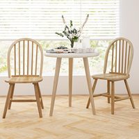 Ensemble de 2 chaises de salle à manger en bois, style vintage, sans accoudoirs, avec dossier, finition naturelle, meubles de cuisine et de salle à manger
