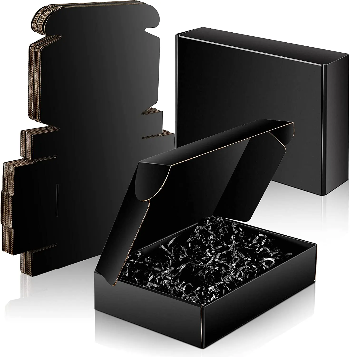 कस्टम लोगो अद्वितीय मेलर पैकेजिंग वर्तमान शिल्प गत्ता टोपी काले शिपिंग बक्से