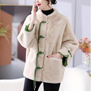 Abrigos de piel sintética para mujer-Chaquetas de cuero PU al por mayor Abrigo de ropa de lana de moda - Product Image 1